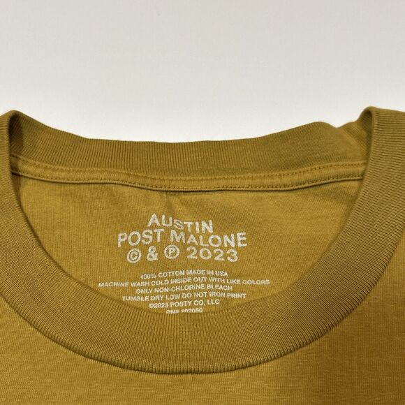 Post Malone If Yall Werent Here Id Be Crying Tour Shirt Adult 3XL Yellow Men - Picture 5 of 13